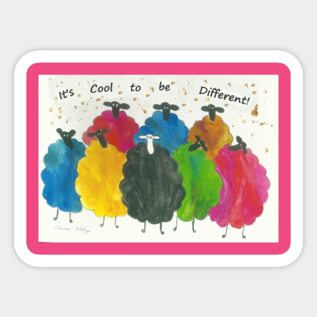 Colourful Sheep, "It's Cool to be Different!" Sticker by Casimirasquirkyart